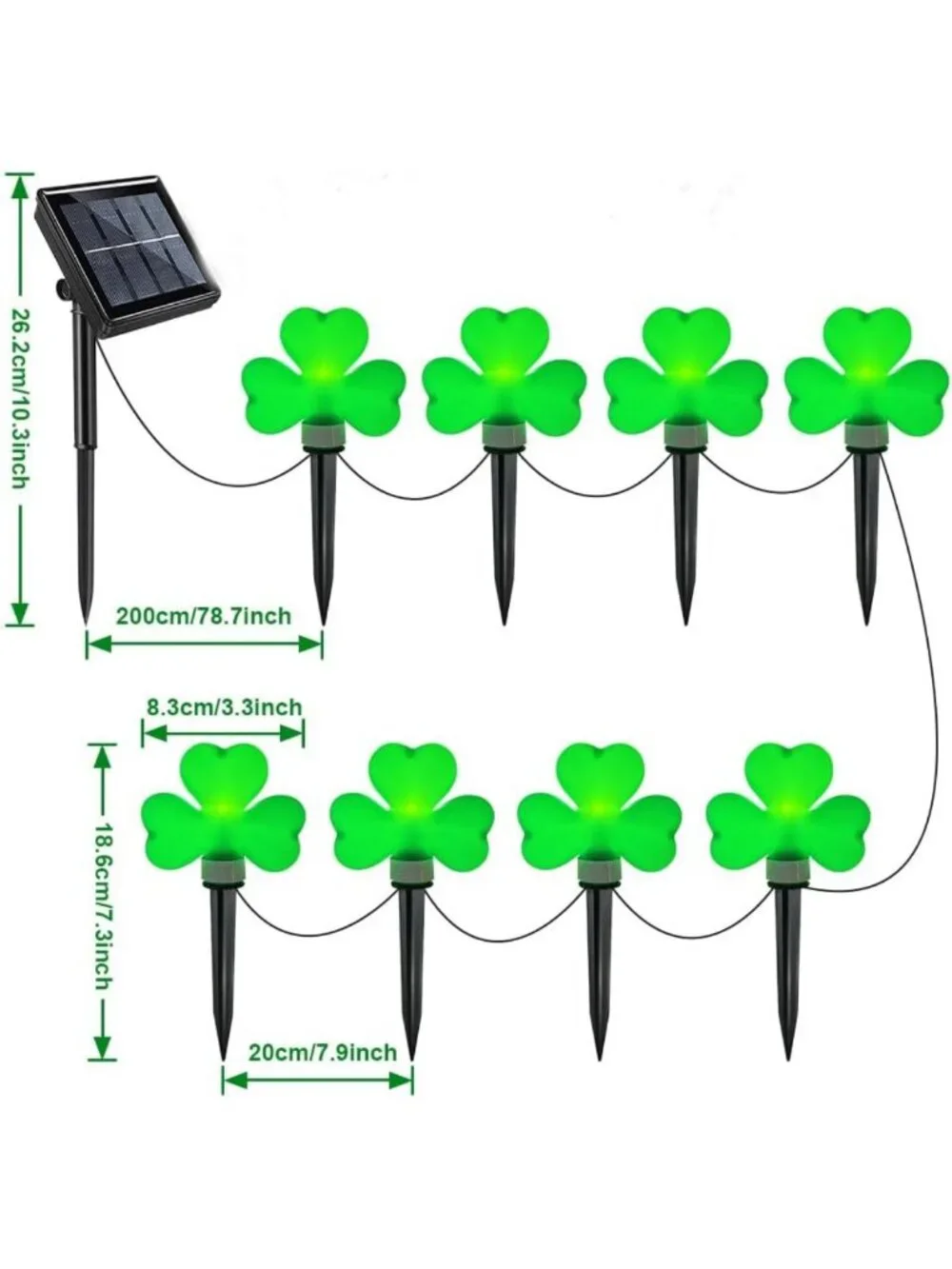 St. Patrick's Day Solar Garden Lights - 8 Pack Waterproof Shamrock Stake Decor